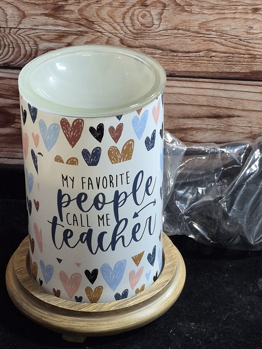 Pink Zebra Teacher Simmer Light with Pastel Heart Pattern